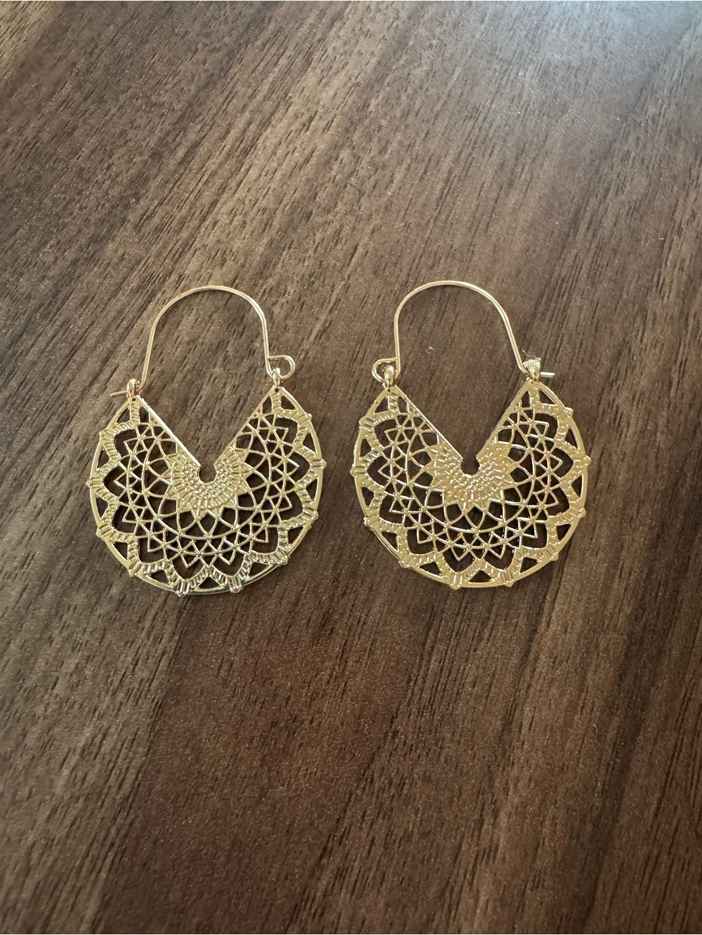 EARTHBOUND Gold Filigree Lotus Hoop Earrings